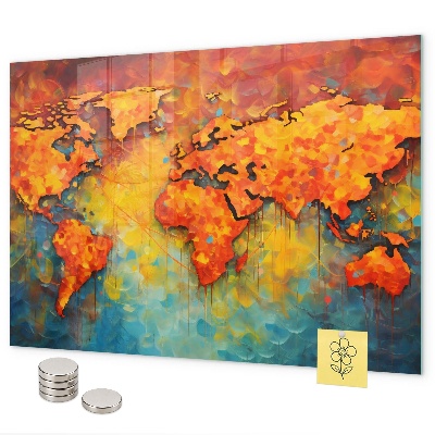 Magnetisch bord Decoratieve wereldkaart