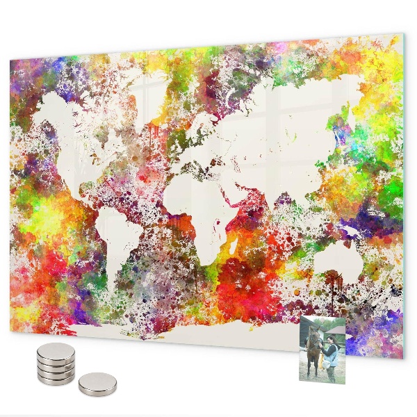 Magneetbord Wereldkaart in aquarel