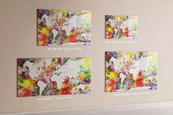 Magneetbord Wereldkaart in aquarel