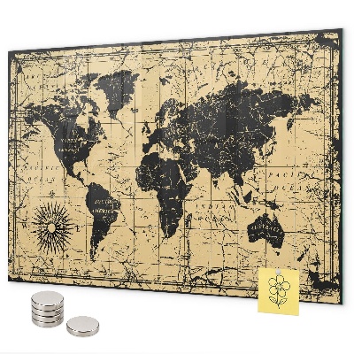 Magneetbord Oude wereldkaart