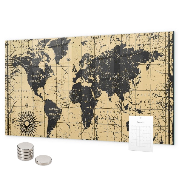 Magneetbord Oude wereldkaart