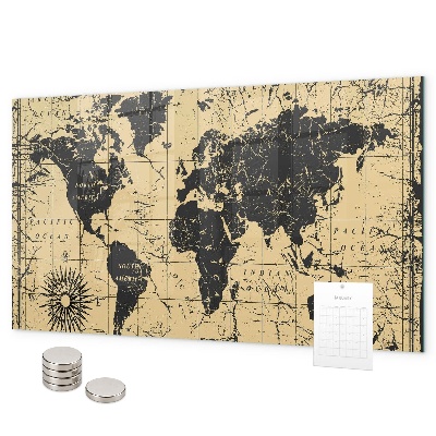 Magneetbord Oude wereldkaart