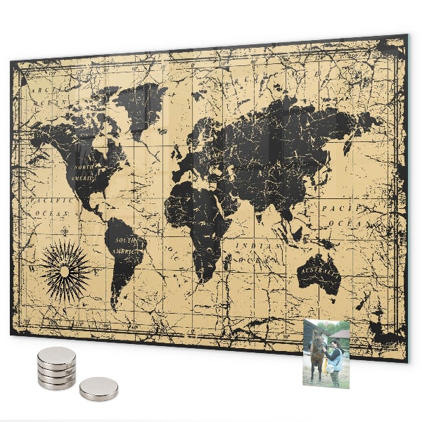 Magneetbord Oude wereldkaart