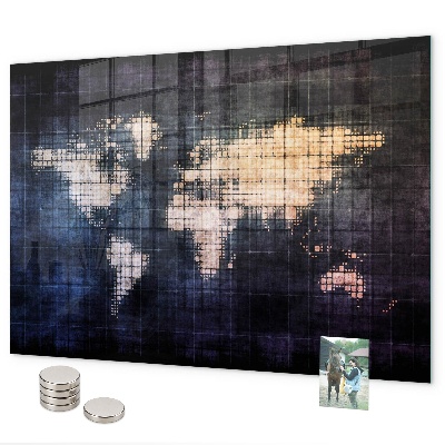 Magneetbord Abstracte wereldkaart