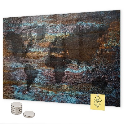 Magneetbord Rust wereldkaart