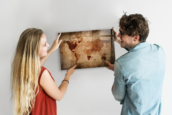Magneetbord Oude wereldkaart