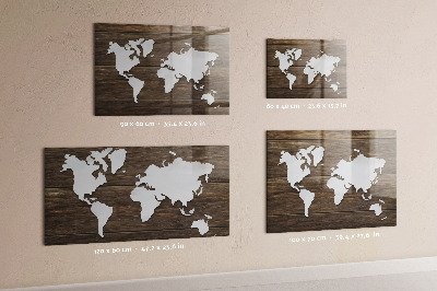 Magneetbord Wereldkaart op planken
