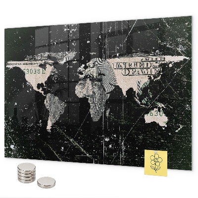 Magnetisch bord Dollar Wereldkaart