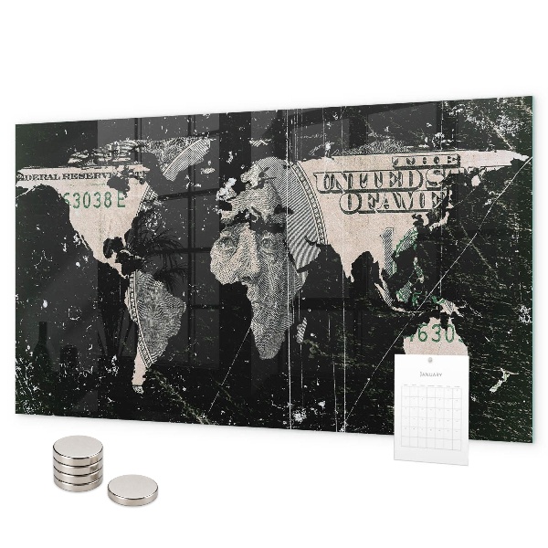 Magnetisch bord Dollar Wereldkaart