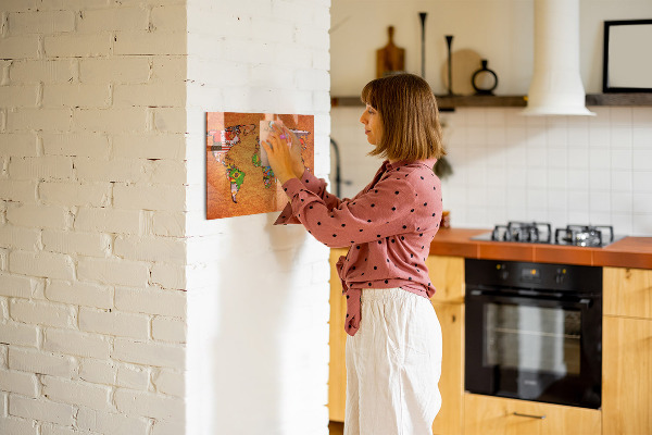 Magnetisch bord Wereldkaart met vlaggen