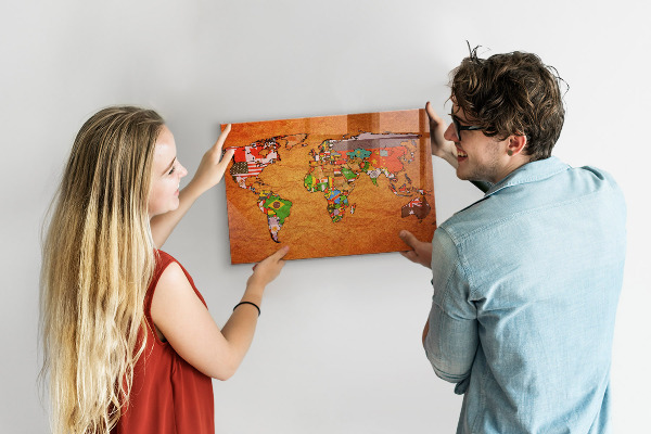 Magnetisch bord Wereldkaart met vlaggen