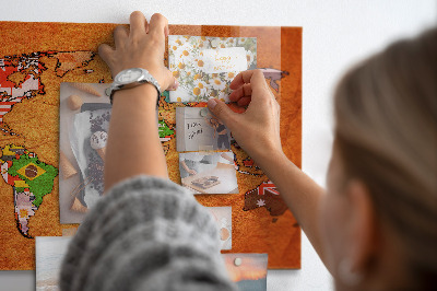 Magnetisch bord Wereldkaart met vlaggen