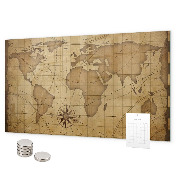 Magneetbord Oude wereldkaart