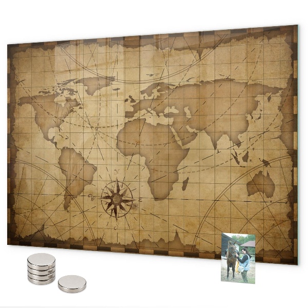 Magneetbord Oude wereldkaart