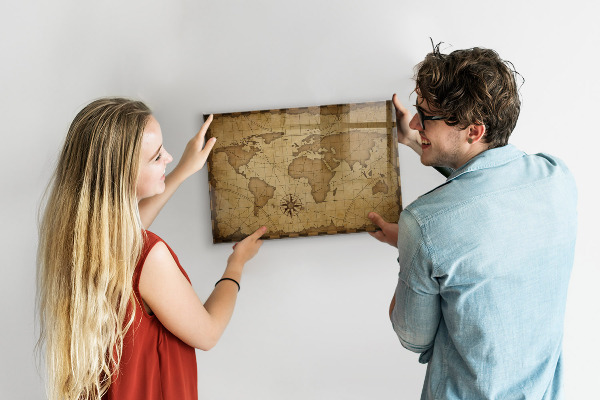 Magneetbord Oude wereldkaart