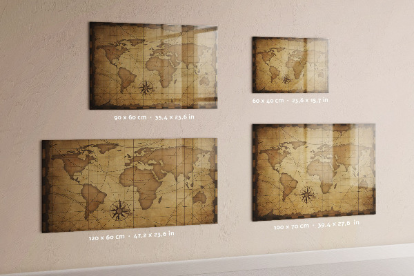 Magneetbord Oude wereldkaart