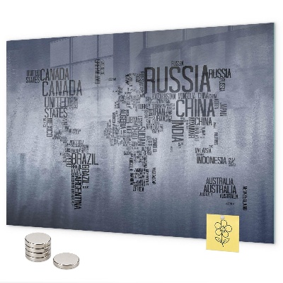 Magneetbord Wereldkaart met bijschriften