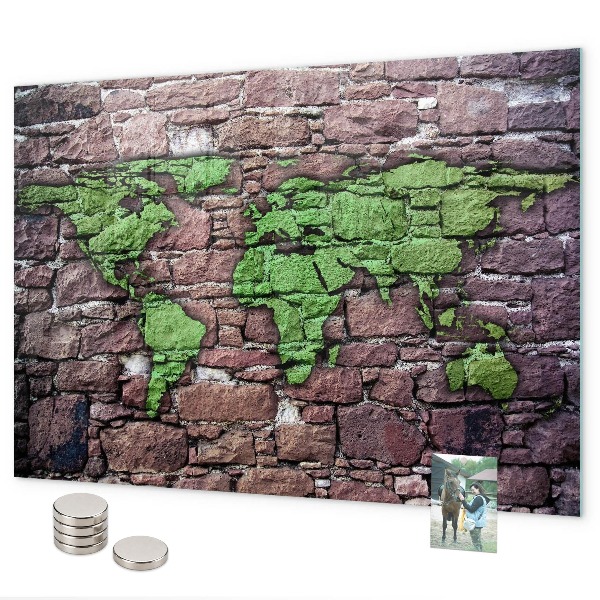 Magneetbord Brick wereldkaart