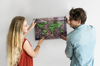 Magneetbord Brick wereldkaart