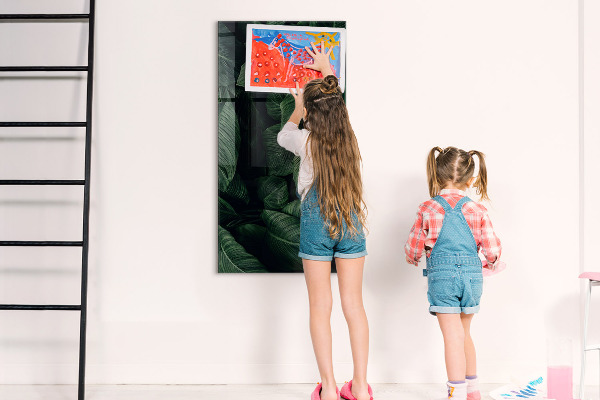 Memobord van glas met print inclusief neodymium magneten Groen bord voor notities en foto's