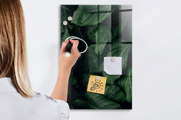 Memobord van glas met print inclusief neodymium magneten Groen bord voor notities en foto's