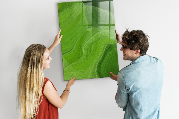 Memobord van glas met print inclusief neodymium magneten Groen bord voor foto's en notities