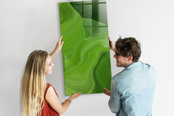 Memobord van glas met print inclusief neodymium magneten Groen bord voor foto's en notities