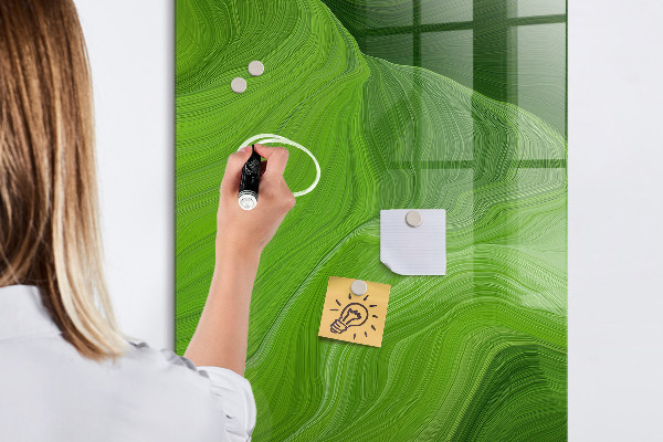 Memobord van glas met print inclusief neodymium magneten Groen bord voor foto's en notities