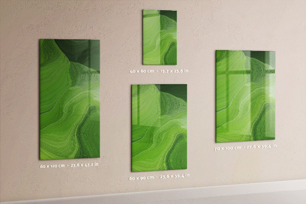 Memobord van glas met print inclusief neodymium magneten Groen bord voor foto's en notities