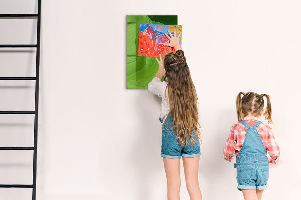 Memobord van glas met print inclusief neodymium magneten Groen bord voor foto's en notities