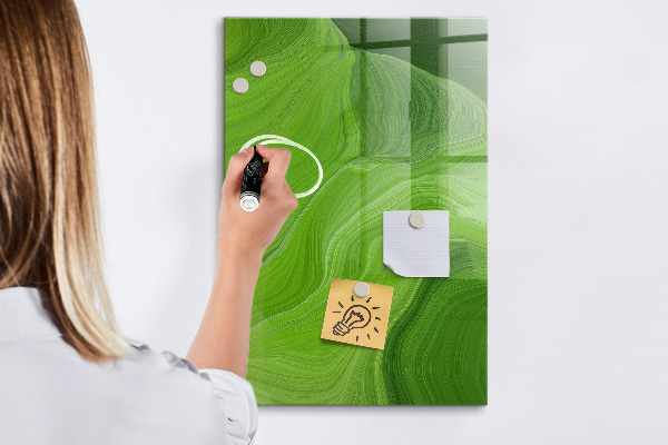 Memobord van glas met print inclusief neodymium magneten Groen bord voor foto's en notities
