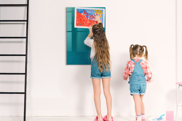 Decoratief glazen wandbord beschrijfbaar en magnetisch Modulair bord voor notities en foto's
