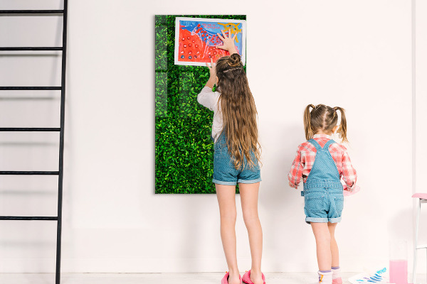 Decoratief glazen wandbord beschrijfbaar en magnetisch Groen fotoprikbord