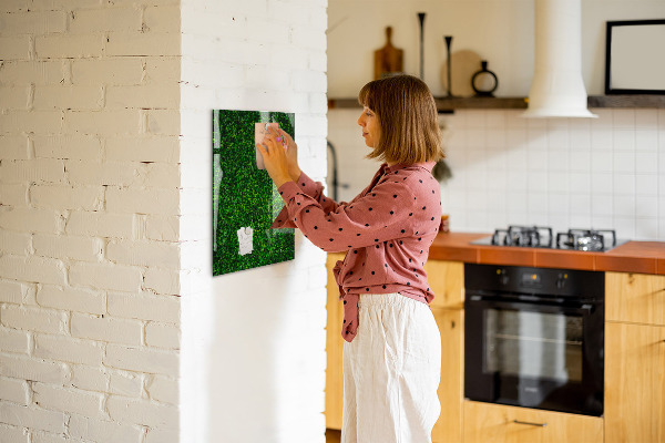 Decoratief glazen wandbord beschrijfbaar en magnetisch Groen fotoprikbord
