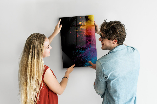 Memobord van glas met print inclusief neodymium magneten Een kleurrijk bord voor het presenteren van foto's