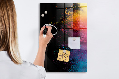 Memobord van glas met print inclusief neodymium magneten Een kleurrijk bord voor het presenteren van foto's