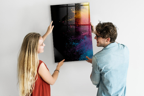 Memobord van glas met print inclusief neodymium magneten Een kleurrijk bord voor het presenteren van foto's