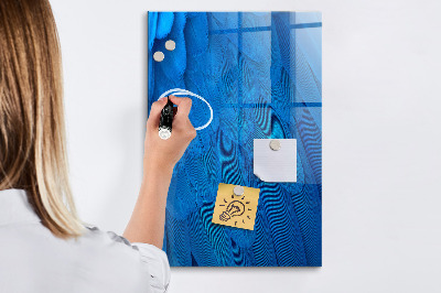 Memobord van glas met print inclusief neodymium magneten Blauw bord voor foto's en notities