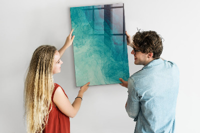 Decoratief glazen wandbord beschrijfbaar en magnetisch Een kleurrijk prikbord voor foto's en notities