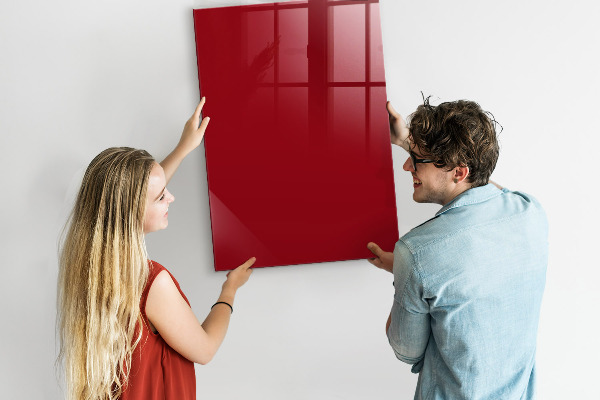 Decoratief glazen wandbord beschrijfbaar en magnetisch Een kleurrijk prikbord voor notities en foto's