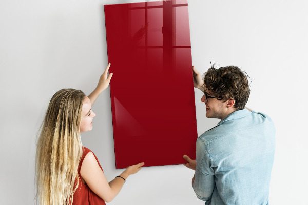 Decoratief glazen wandbord beschrijfbaar en magnetisch Een kleurrijk prikbord voor notities en foto's