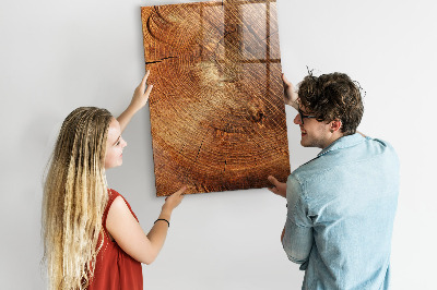 Decoratief glazen wandbord beschrijfbaar en magnetisch Memobord met houten motief