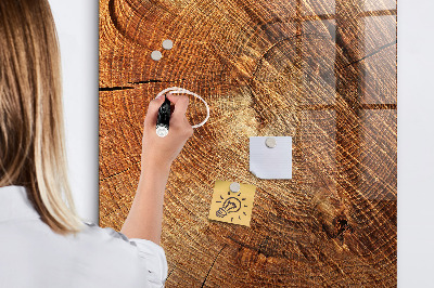 Decoratief glazen wandbord beschrijfbaar en magnetisch Memobord met houten motief