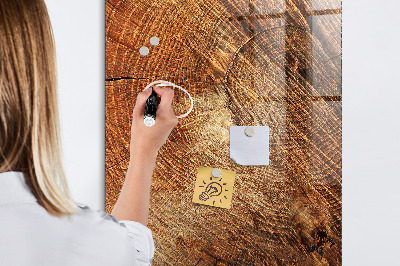 Decoratief glazen wandbord beschrijfbaar en magnetisch Memobord met houten motief