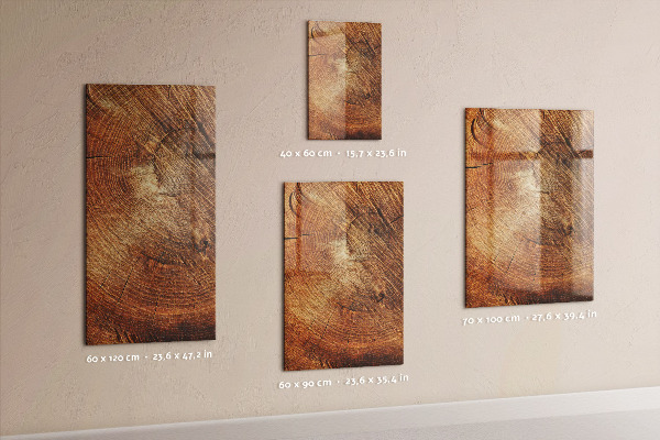 Decoratief glazen wandbord beschrijfbaar en magnetisch Memobord met houten motief
