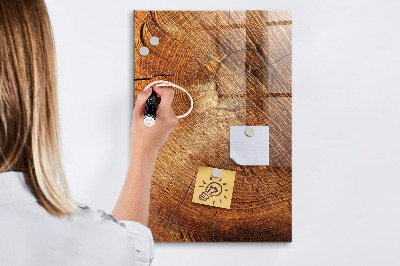 Decoratief glazen wandbord beschrijfbaar en magnetisch Memobord met houten motief