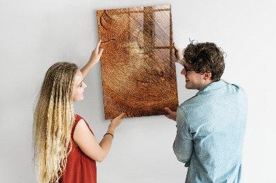 Decoratief glazen wandbord beschrijfbaar en magnetisch Memobord met houten motief