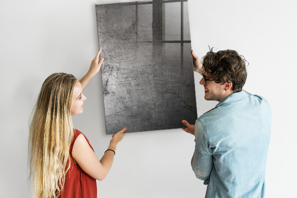 Decoratief glazen wandbord beschrijfbaar en magnetisch Modern prikbord voor foto's en notities