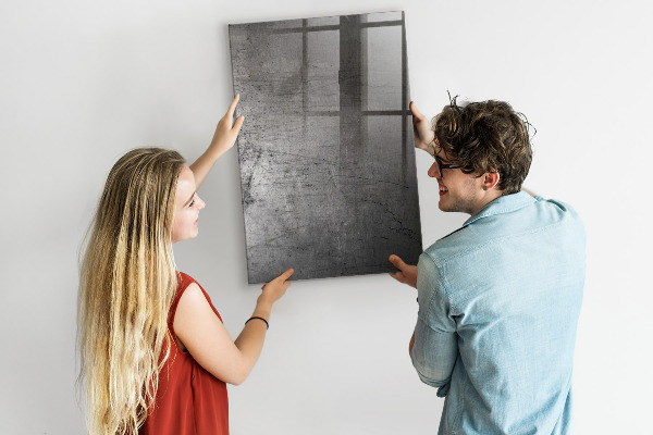 Decoratief glazen wandbord beschrijfbaar en magnetisch Modern prikbord voor foto's en notities