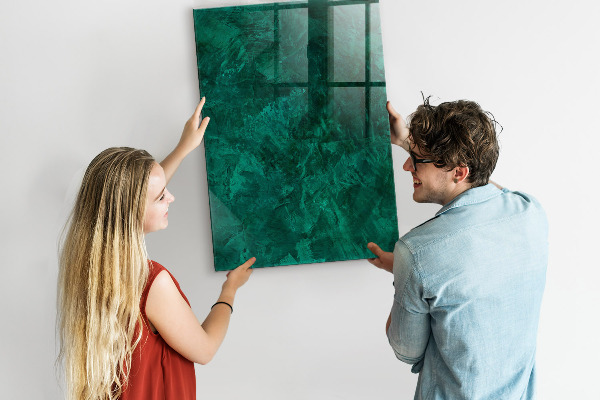Memobord van glas met print inclusief neodymium magneten Groen bord voor notities en foto's